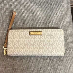 Michael Kors Monogram Beige Wristlet